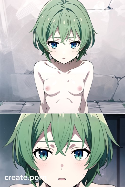 Green Hair, Pale Skin, Small Breast Hentai AI Porn