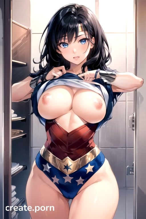 Wonder Woman (dc), Levantando La Camisa, ModelandoPorno AI