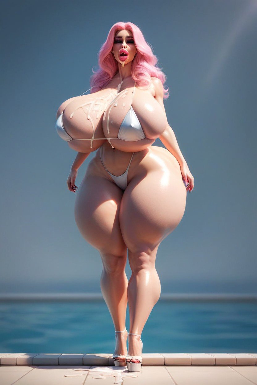 Standing, Pale Skin, Extremely Large Ass AI Porn