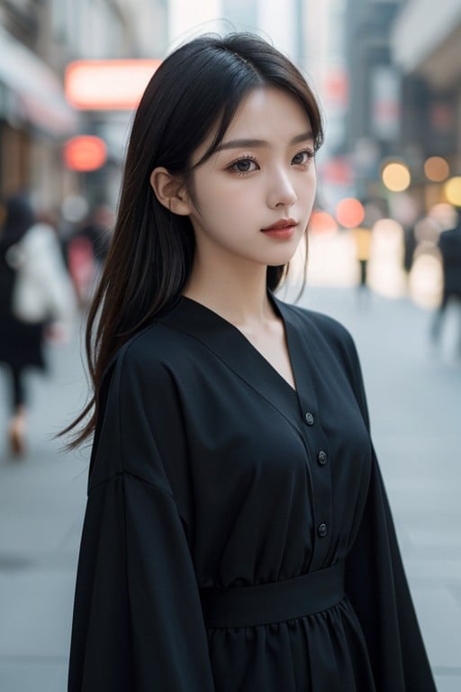 한국인, A Contemplative Gothic-dressed Korean Woman Strolls Through ...