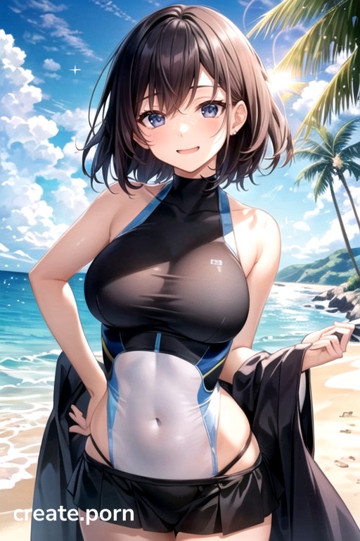 Ecchi Beach - Crop Top, 1 Person, Bodysuit AI Porn