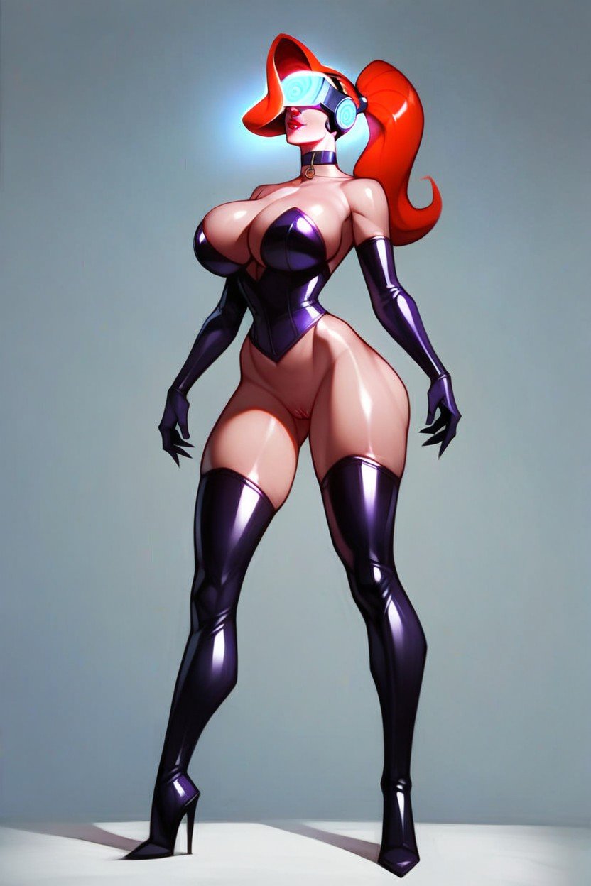 Fully Naked, Jessica Rabbit, Wearing Glowing Mind Control Headset ИИ порно