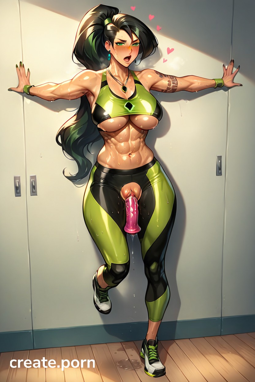 Wet Clothes, One Leg Raised, Sport Bra Hentai AI Porn