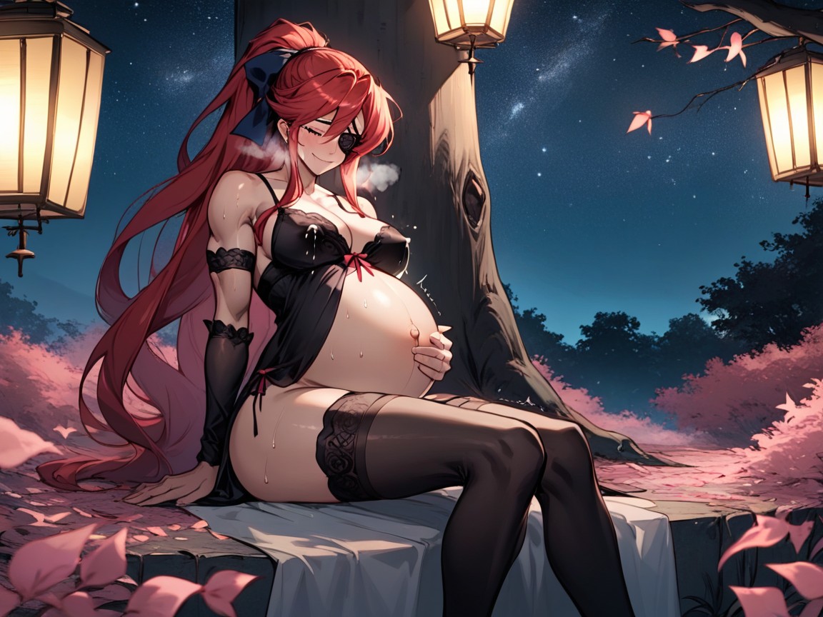 Woman, Heavily Pregnant, Night AI Porn