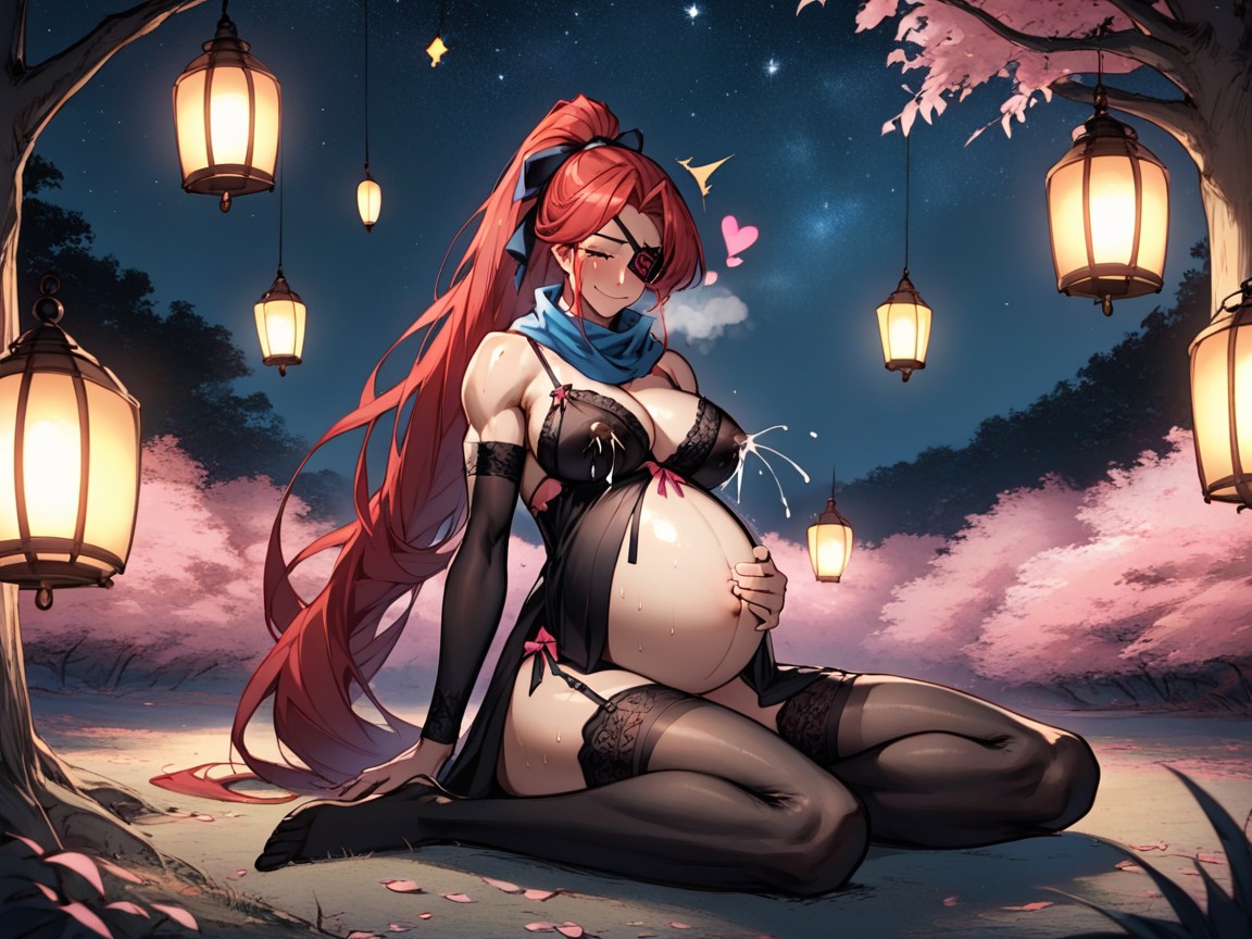 Sitting Down, Lanterns, Muscular AI Porn