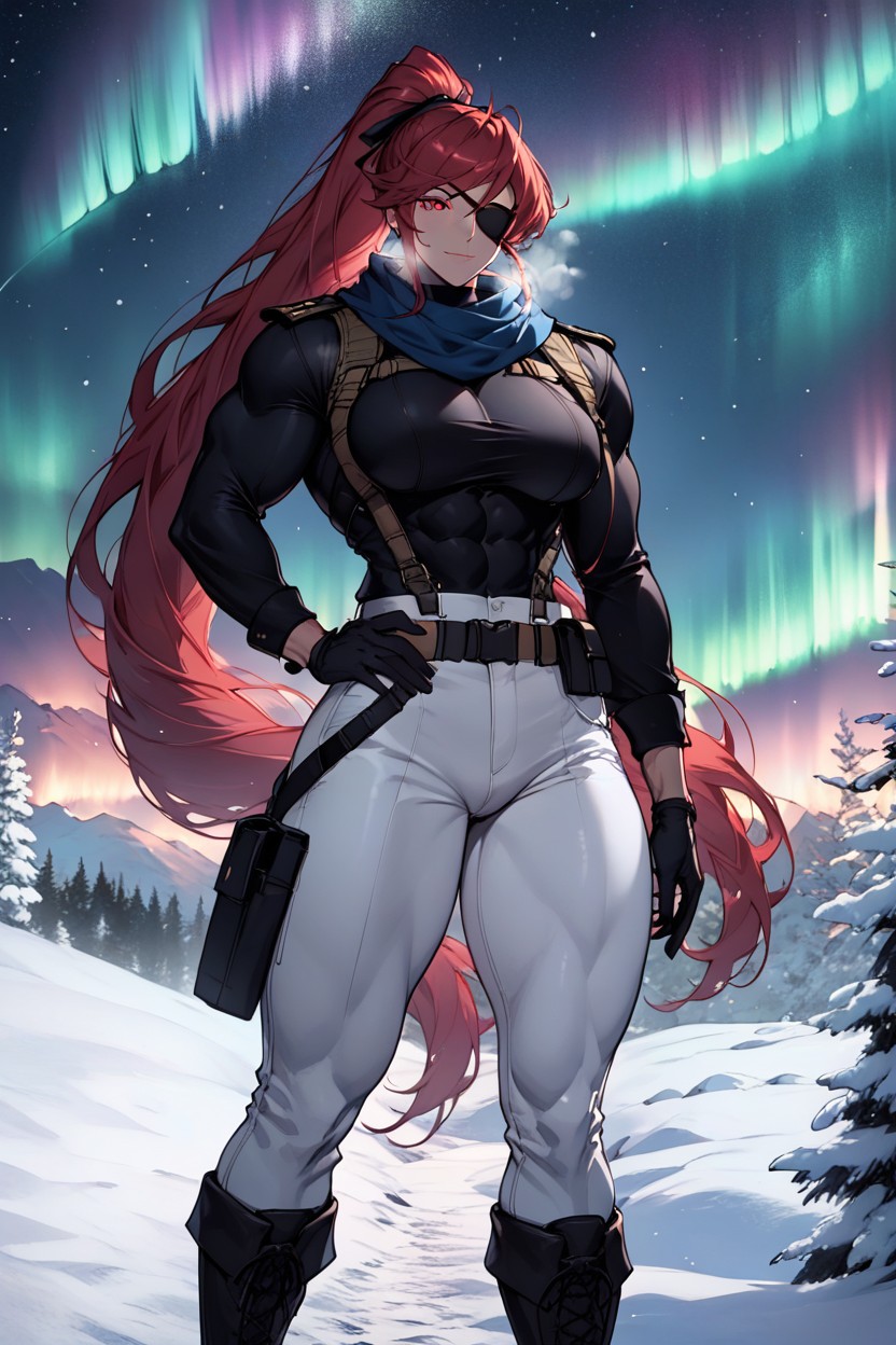 Imposing Body, Red Eyes, Medium Sized Breasts Hentai AI Porn