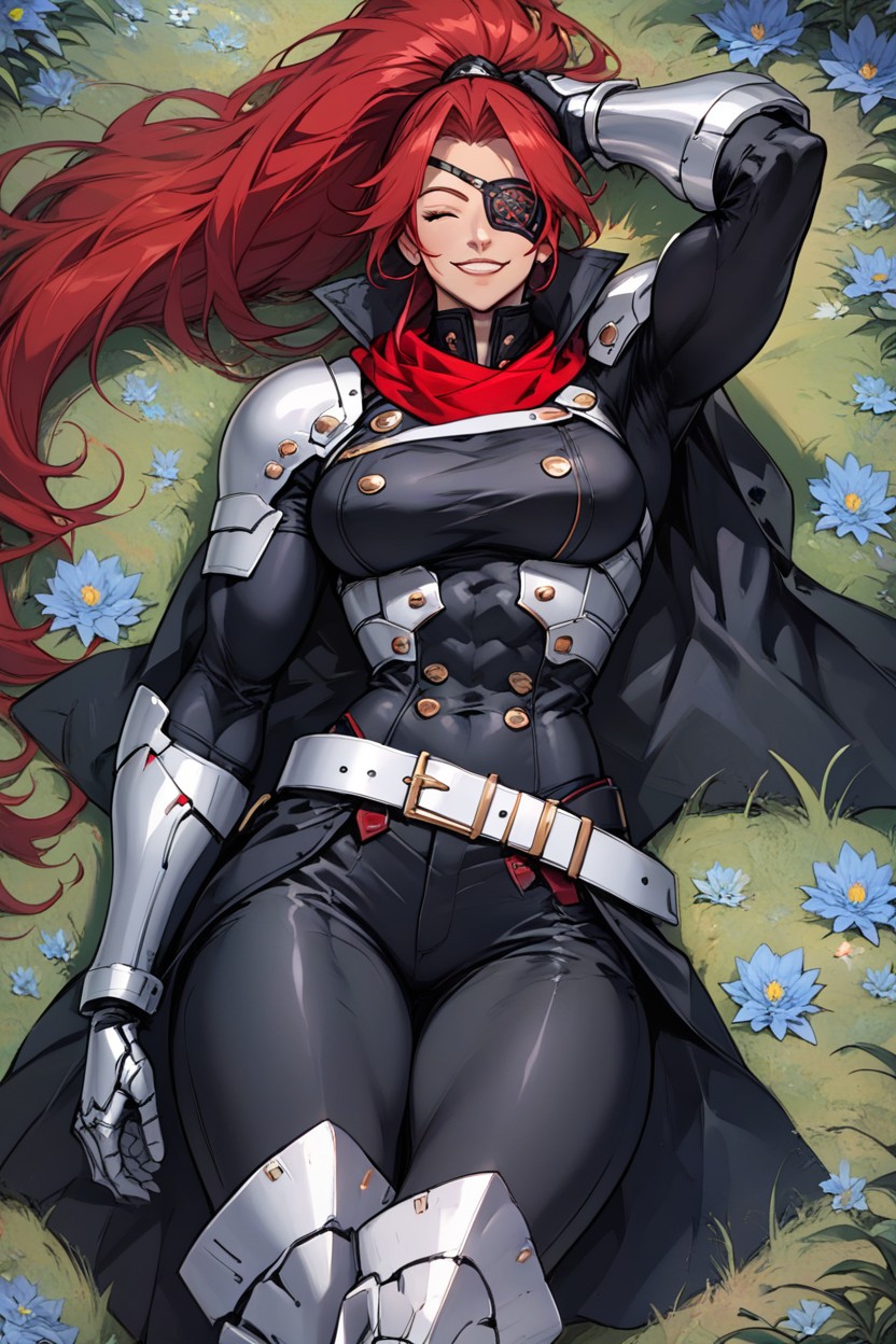Smiling Face, Medium Sized Breasts, Armor Gloves AI Porn