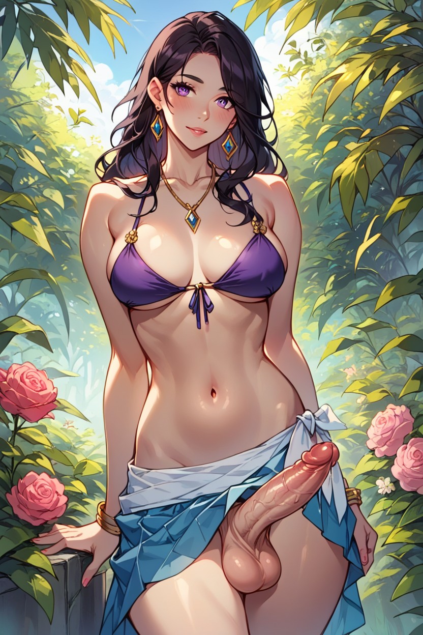 In Complementary Colors Her Hairstyle Is Neatly Done, In The Image, Futanari Shemale AI Porn