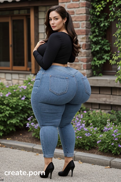 Low-swinging Hips, Saddlebag Hips, Extra Thicc AI Porn