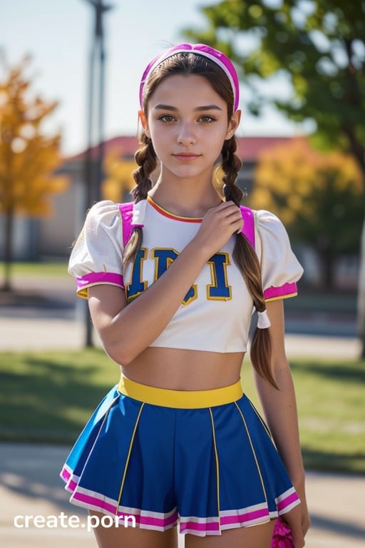 Hair Band Cheerleader Pigtails AI Porn 