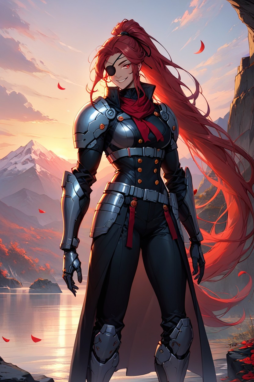 Armor Gloves, Smiling Face, Long Strands Of Hair On The Front Hentai AI Porn