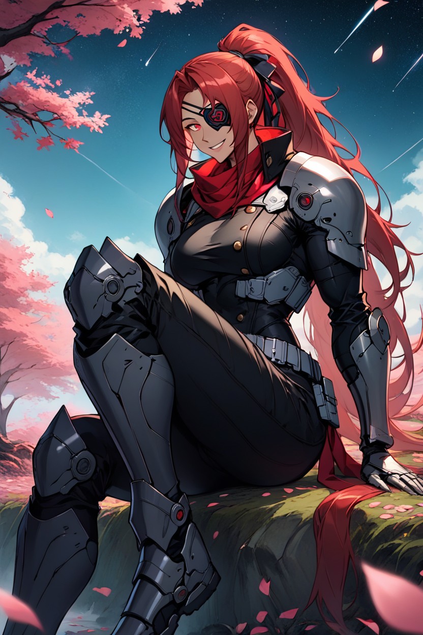 Futuristic Black Armored Arms, Extremly Muscular, Medium Sized Butt Hentai AI Porn