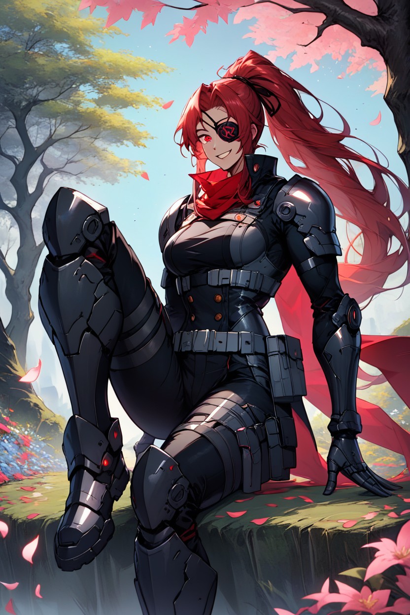Armor Gloves, Petals Floating In The Air, Large Body Hentai AI Porn