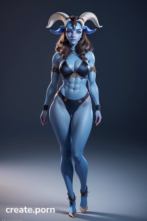 Goat порн フルボディ, Goat Hooves, Blue Skin Of BodyAIポルノ