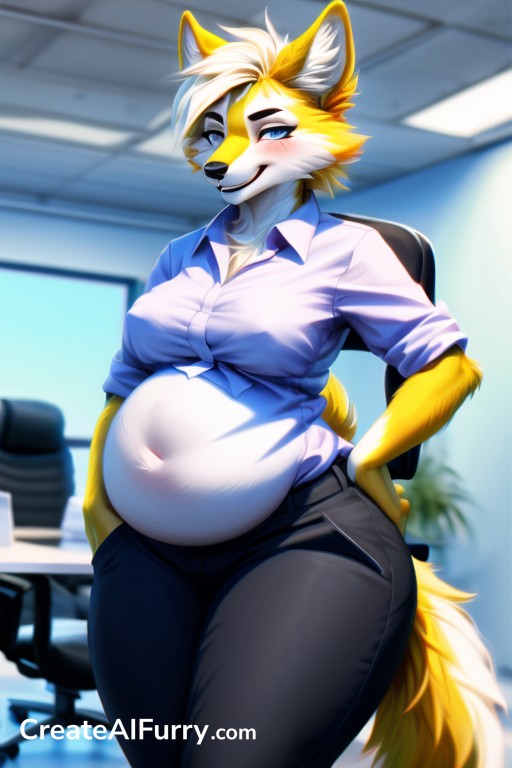 Blue Eyes 1 Person Office Shirt Furry AI Porn 