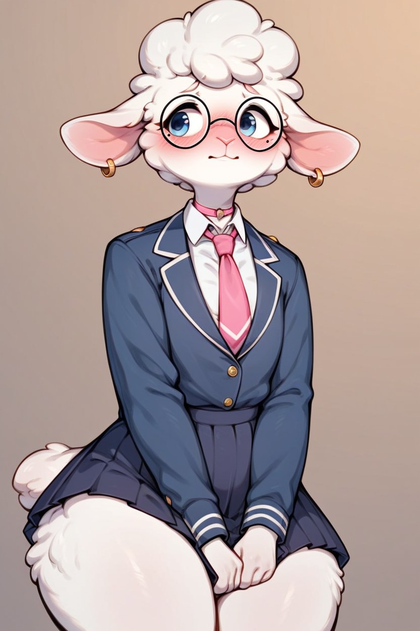 Fluffy, School Uniform, Perky Breasts Furry AI Porn