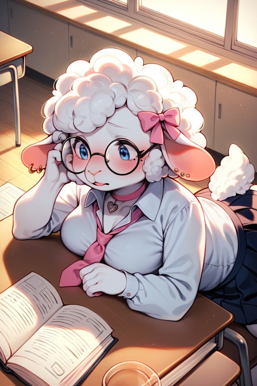 Breasts, Timid, Sheep's Wool Furry AI Porn