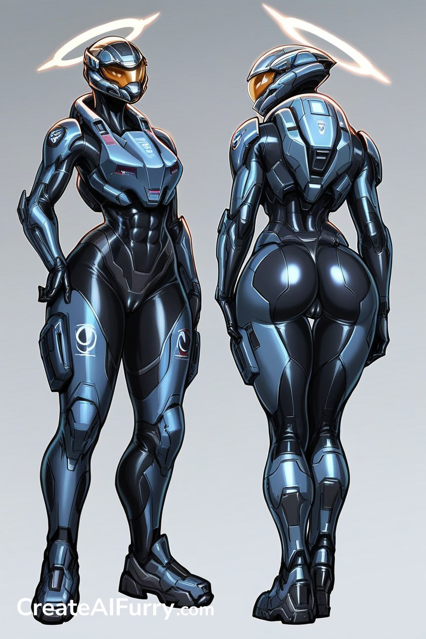 Military, Space Soldier Helmet, Armor Gloves Furry AI Porn