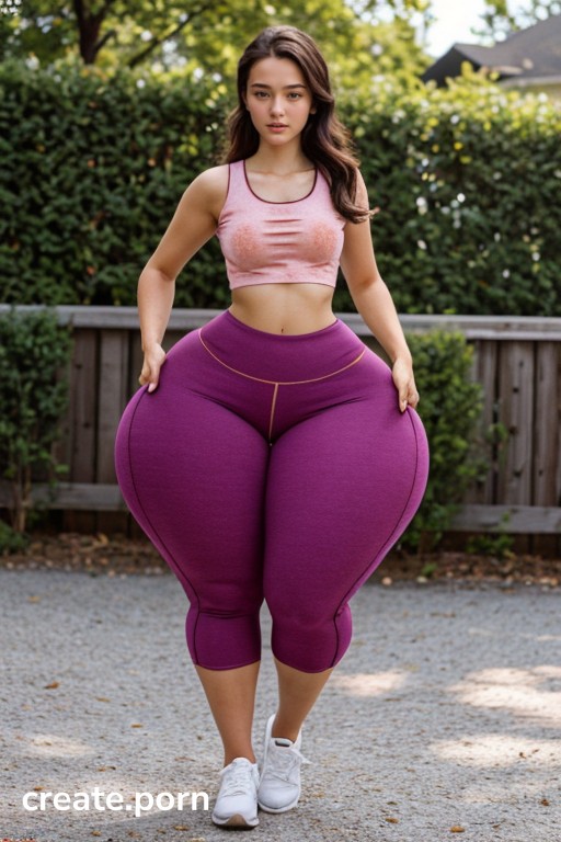 Crop Top, Extremely Large Ass, Yoga Pants AI Porn