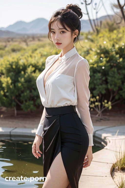 Skirt, Silk Dress, Large Breast AI Porn