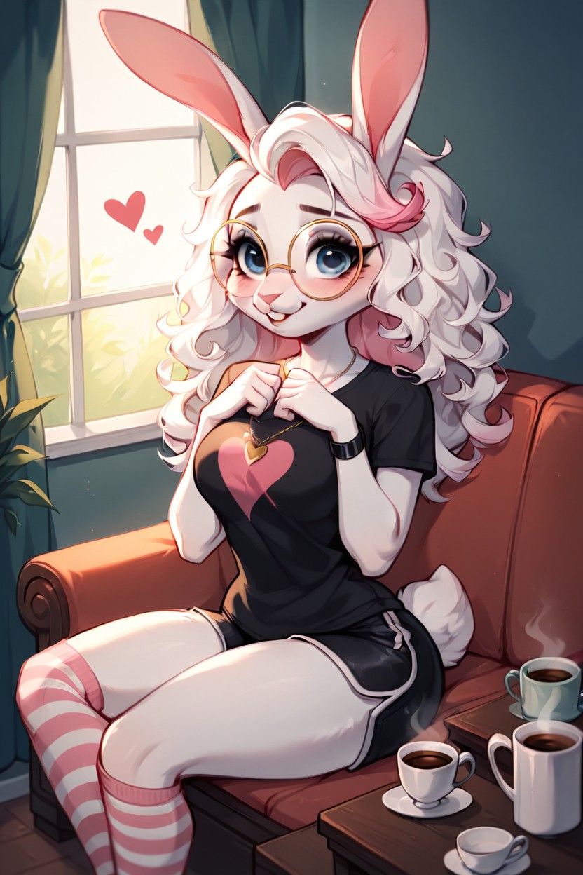Cotton Shorts, Black Bracelet, Squeezing Boobs Furry AI Porn