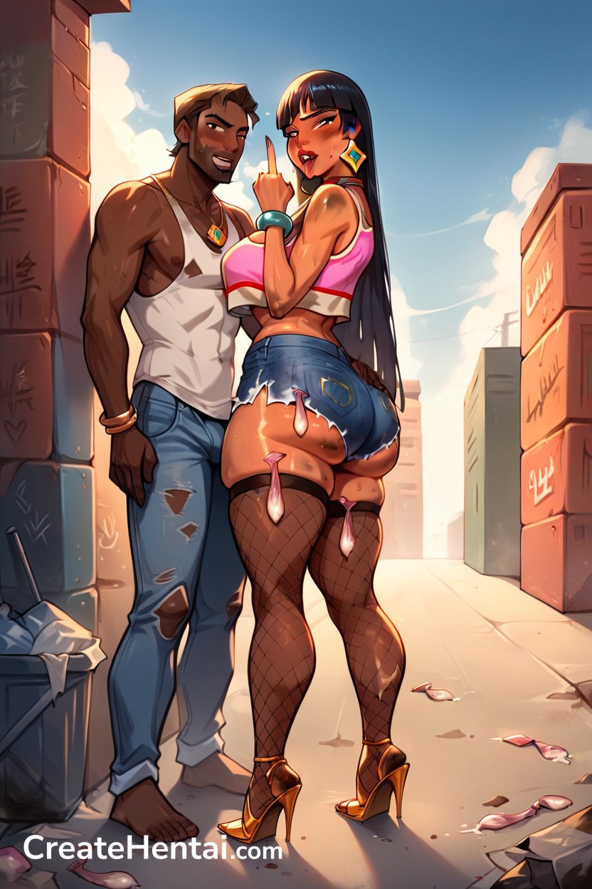 Ghetto, Denim Shorts, Fatass Hentai AI Porn