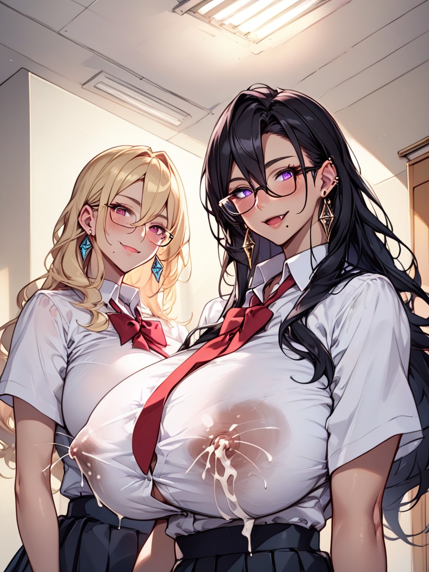 Shirt, Blonde Hair, Lactation Hentai AI Porn