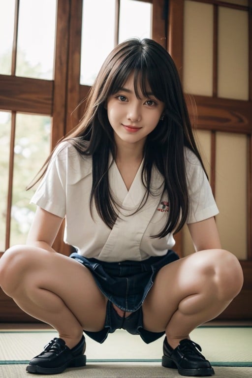 japanese squat pussy 日本人, Squat Down, Can See PussyAI黄片