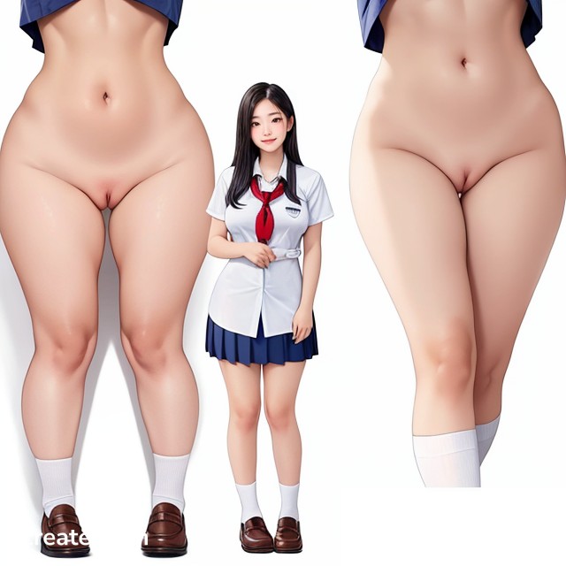 Low Angle, Front View, White Background Asian AI Porn
