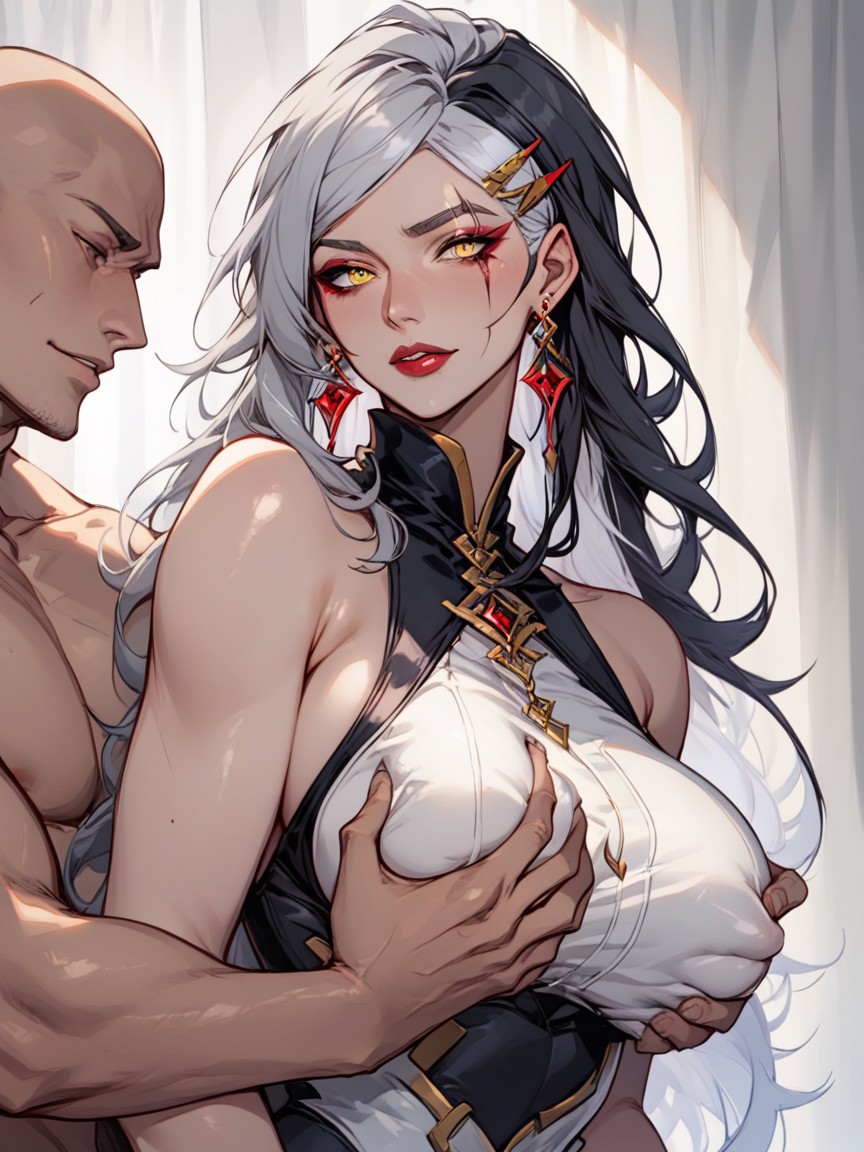 Colored Inner Hair, Scar, Nude Hentai AI Porn