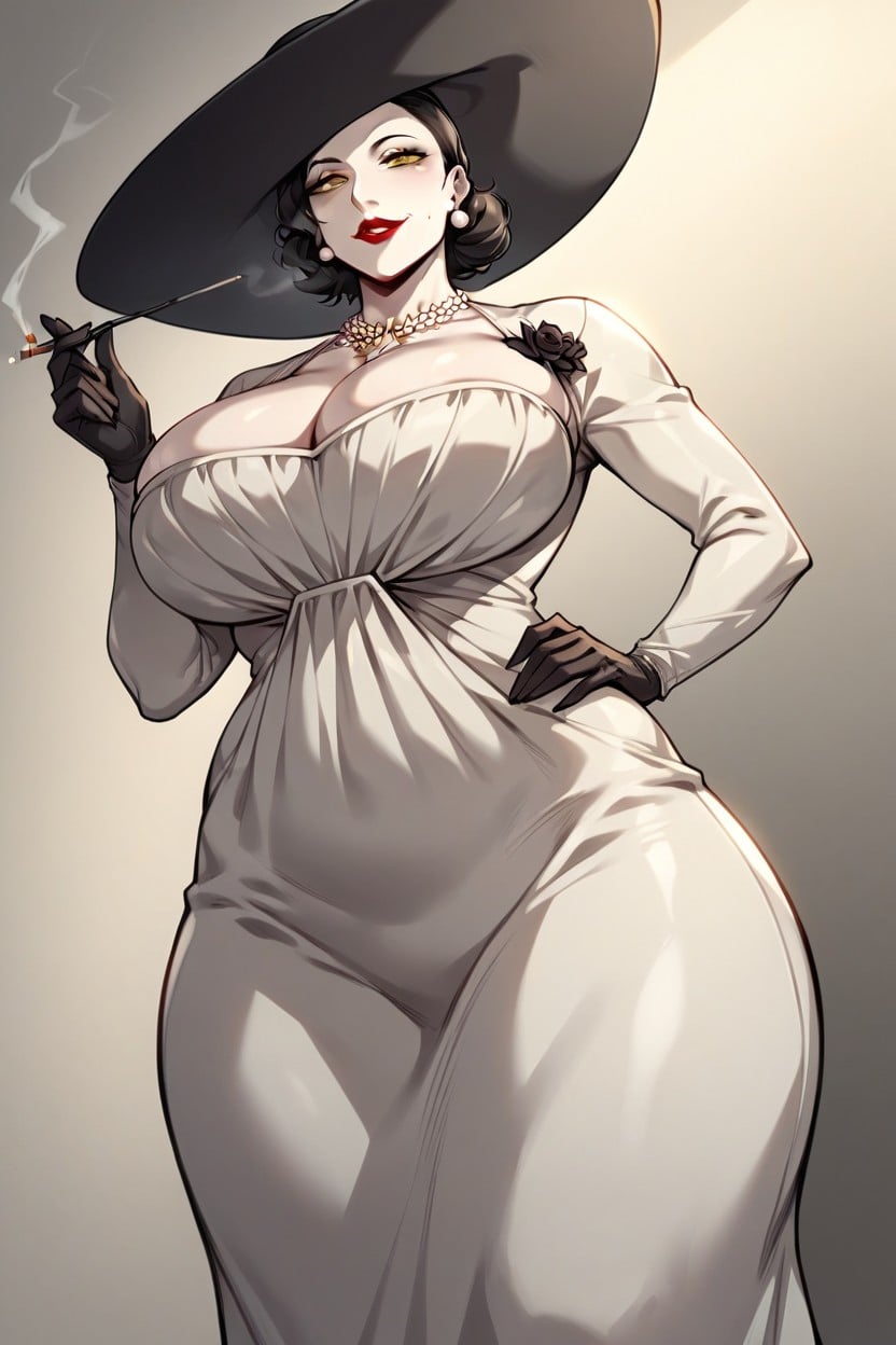 Skinny, Wears Makeup With -red Lipstick, Happy Hentai AI Porn