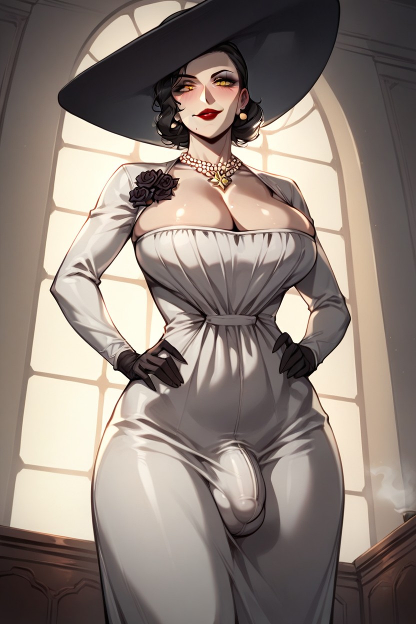 Wears Makeup With -red Lipstick, Cleavage, Futa Hentai AI Porn
