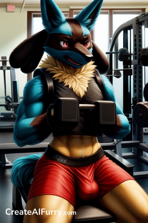 As Spot Him At A Bench Press, Modern, Resting In Between Sets Today Furry AI Porn
