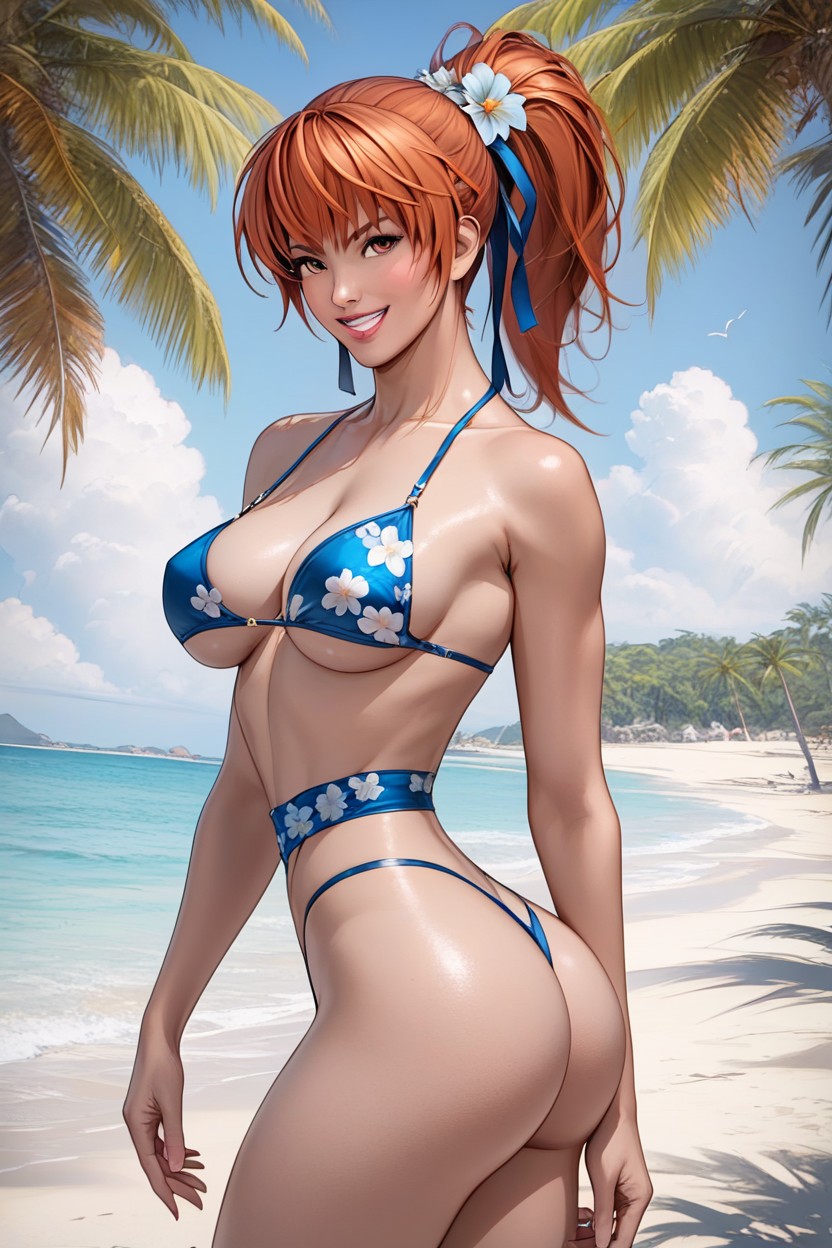 Grin Expression, Pink Lips, Excited AI Porn