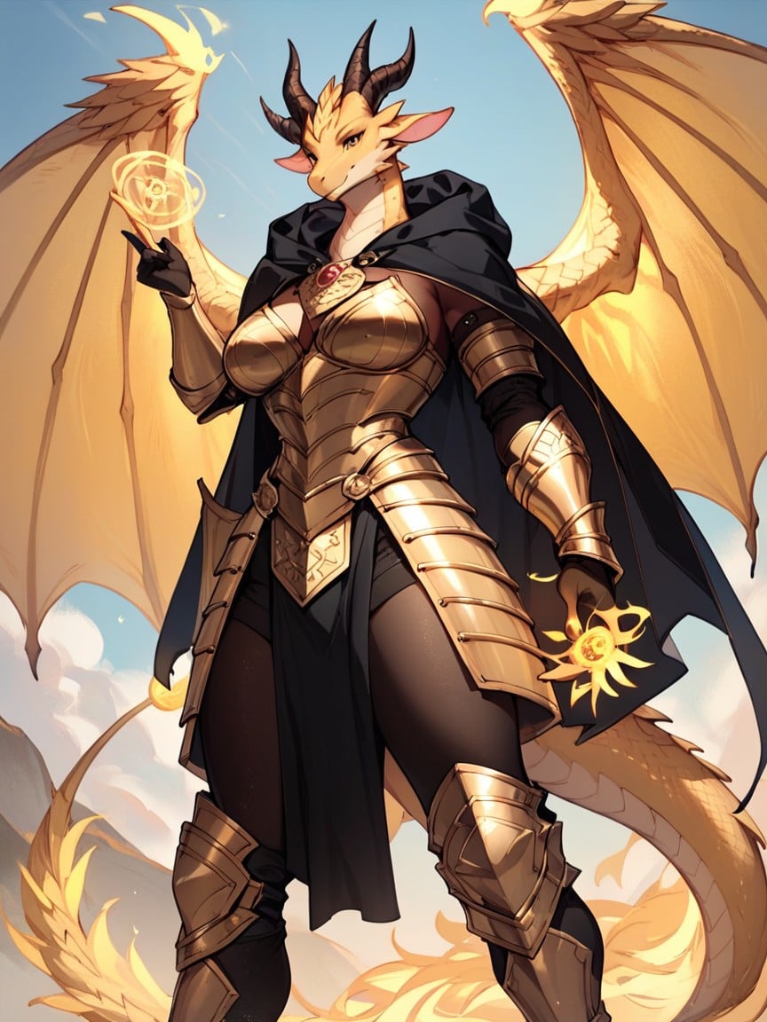 864px x 1152px - Golden Dragon Girl, Big Golden Dragon Wings, Golden Armor AI Porn