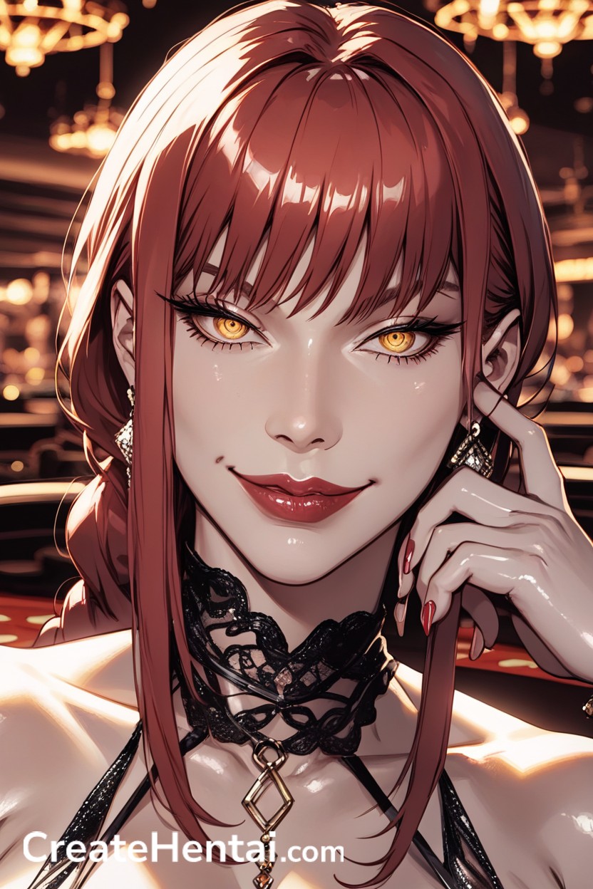 Bust Shot, Makima From Chainsaw Man, Slik Dress AI Porn