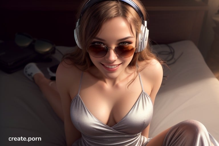 Headphones Mischievous Unbuttoned AI Porn 