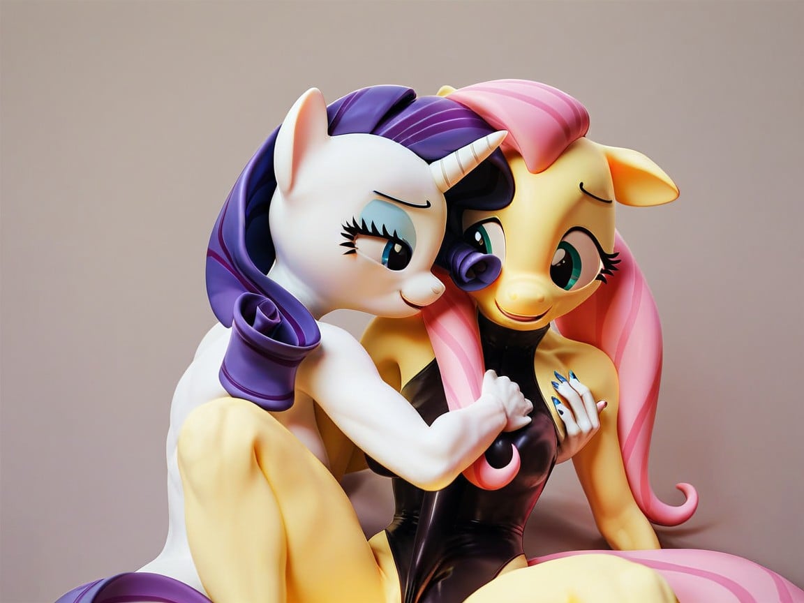 Rarity From My Little Pony, Futanari Fluttershy From My Little Pony,  Leotard Furry AI Porn