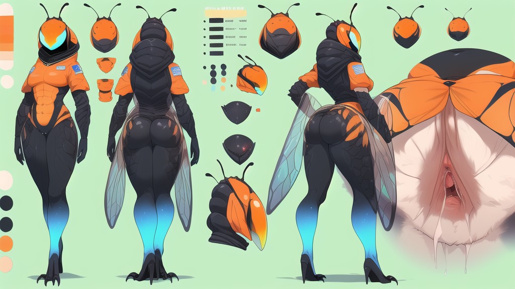 Orfice At The End Of Abdomen&large Orifice, Black Body, Insectoid Head Furry AI Porn