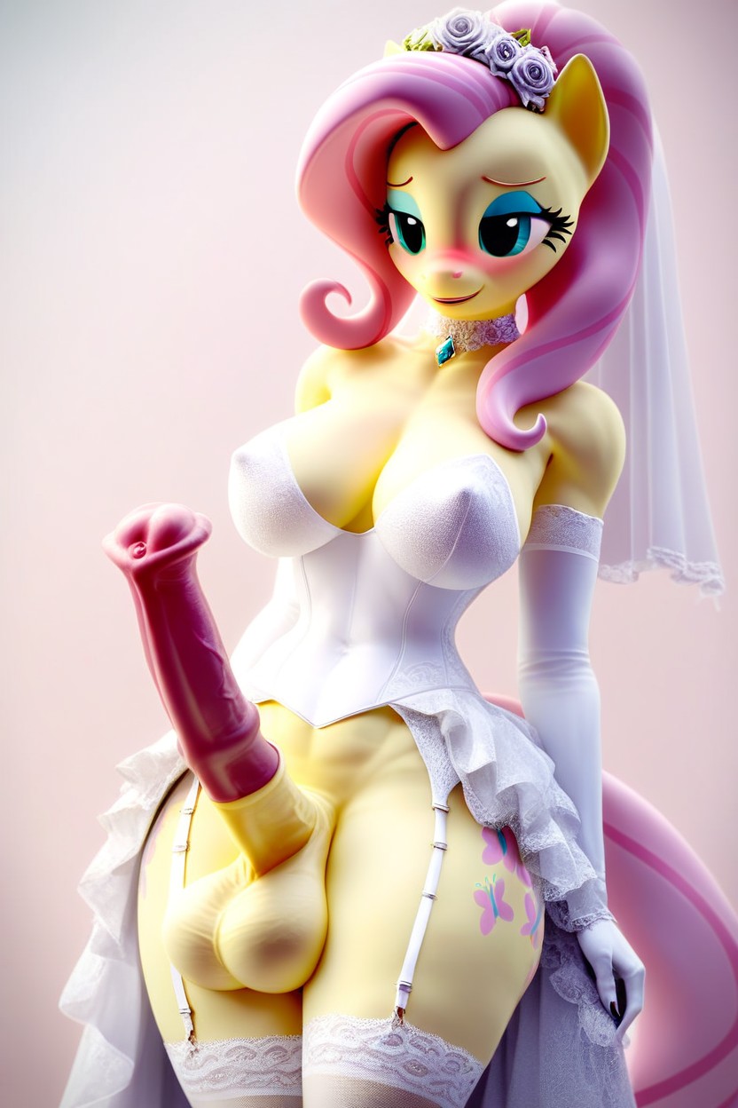 Futanari Rarity From My Little Pony, Wedding Dress, Futanari Fluttershy From My Little Pony Furry AI Porn
