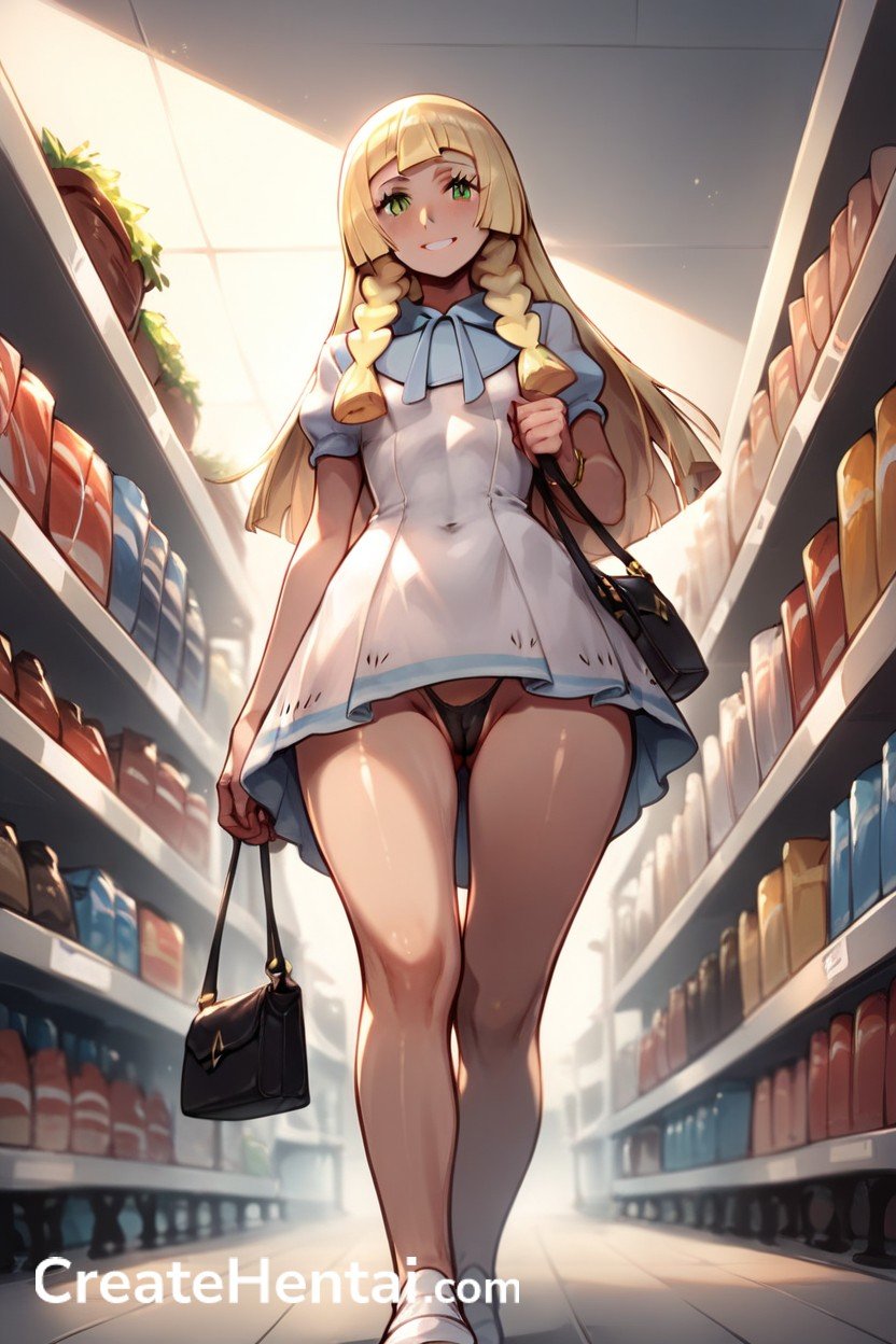 Lillie From Pokemon, Dressed In Her Normal Short Shorts, Small Breast AI  Porn