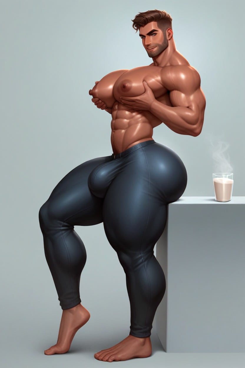Wearing An All-white Milkman's Uniform, Southern European, Standing AI Gay Porn