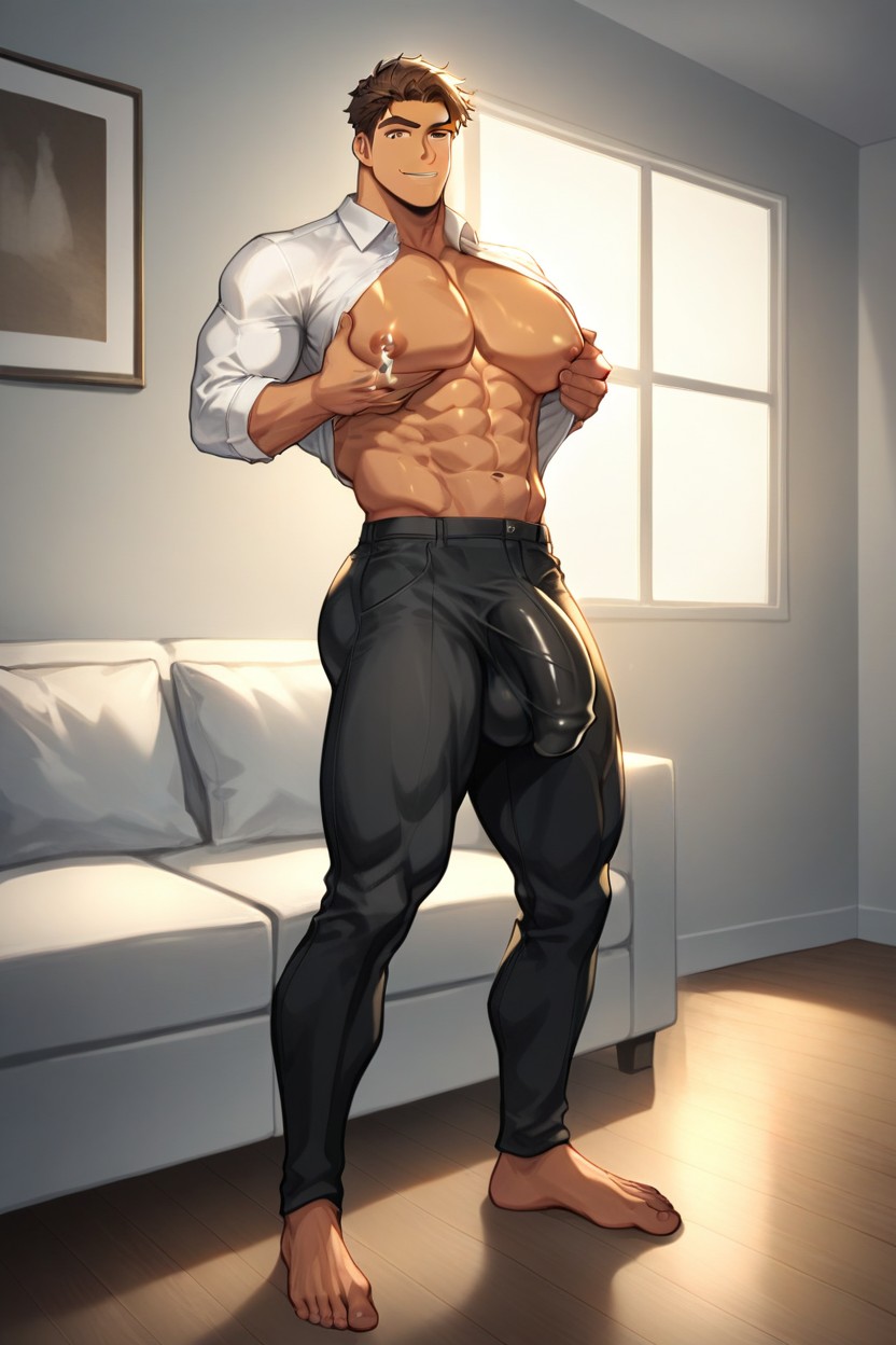 Round Boobs, Glass Bottles Of Milk, Grinning AI Gay Porn