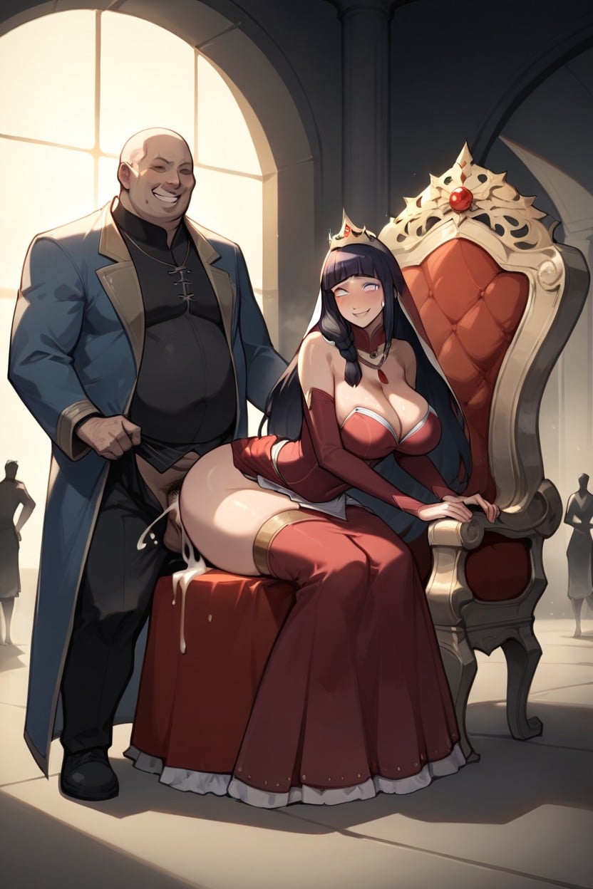 Arms Crossed, Sit On Throne, Rounded Breast Hentai AI Porn
