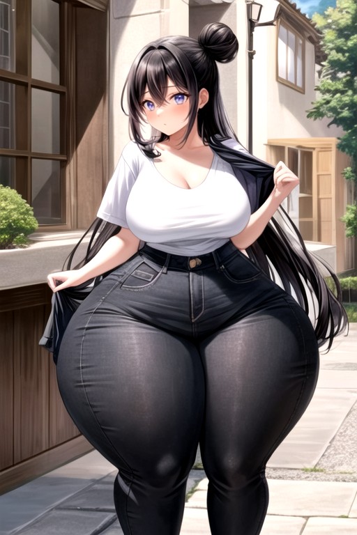 Wide Childbearing Hips, 60+, Black Hair Hentai AI Porn
