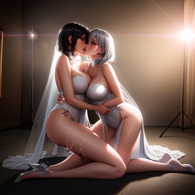 Fond D'écran, Embrasser (lesbiennes), Corps EntierPorno IA