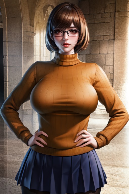 Velma (scooby Doo), Hands On Hips, Naked Hentai AI Porn