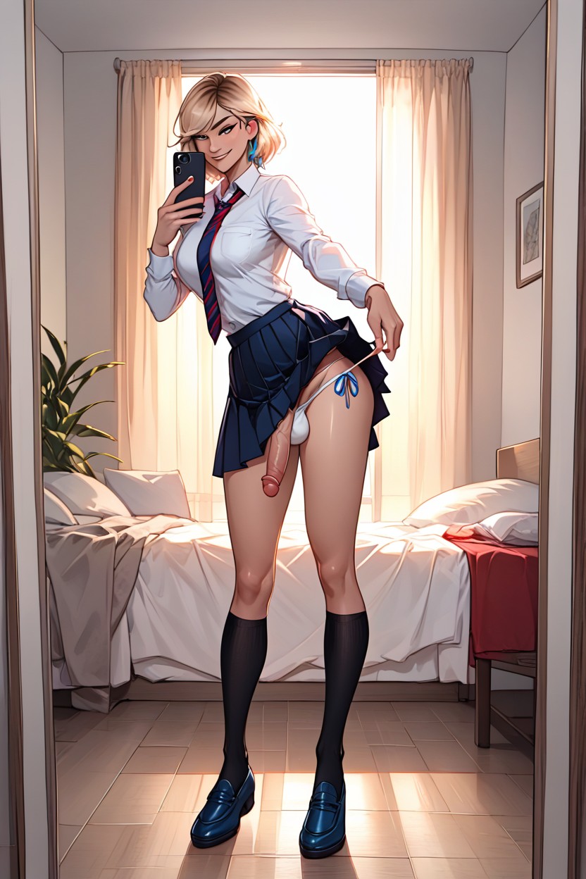 School Uniform, Bent Over Ass Up, Pantie Cock Bulge Furry AI Porn