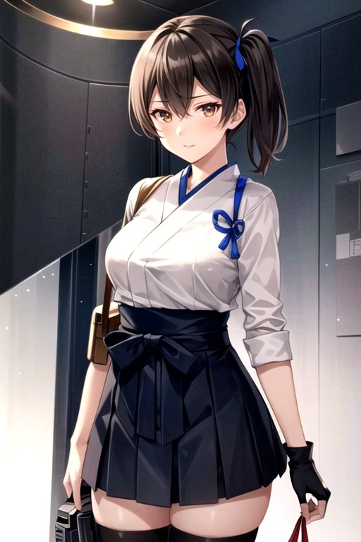 Kaga Kancolle, Hakama Skirt, Short Skirt Hentai AI Porn