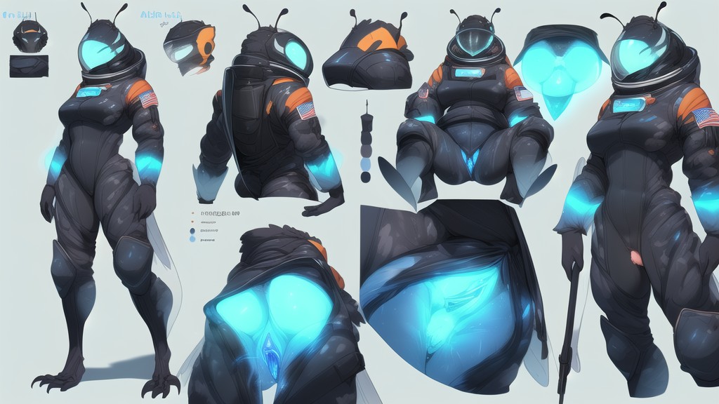 Drawing, Insectoid Body&insects Abdomen, Massive Insect Abdomen&massive Insectoid Abdomen Above Ass Furry AI Porn